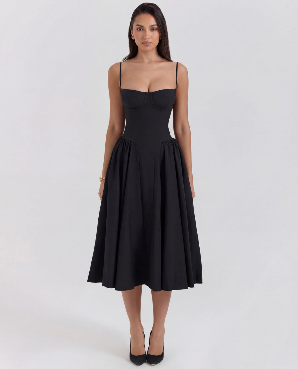 Amaria | Underwired Sweetheart Neckline Corset Midi Dress