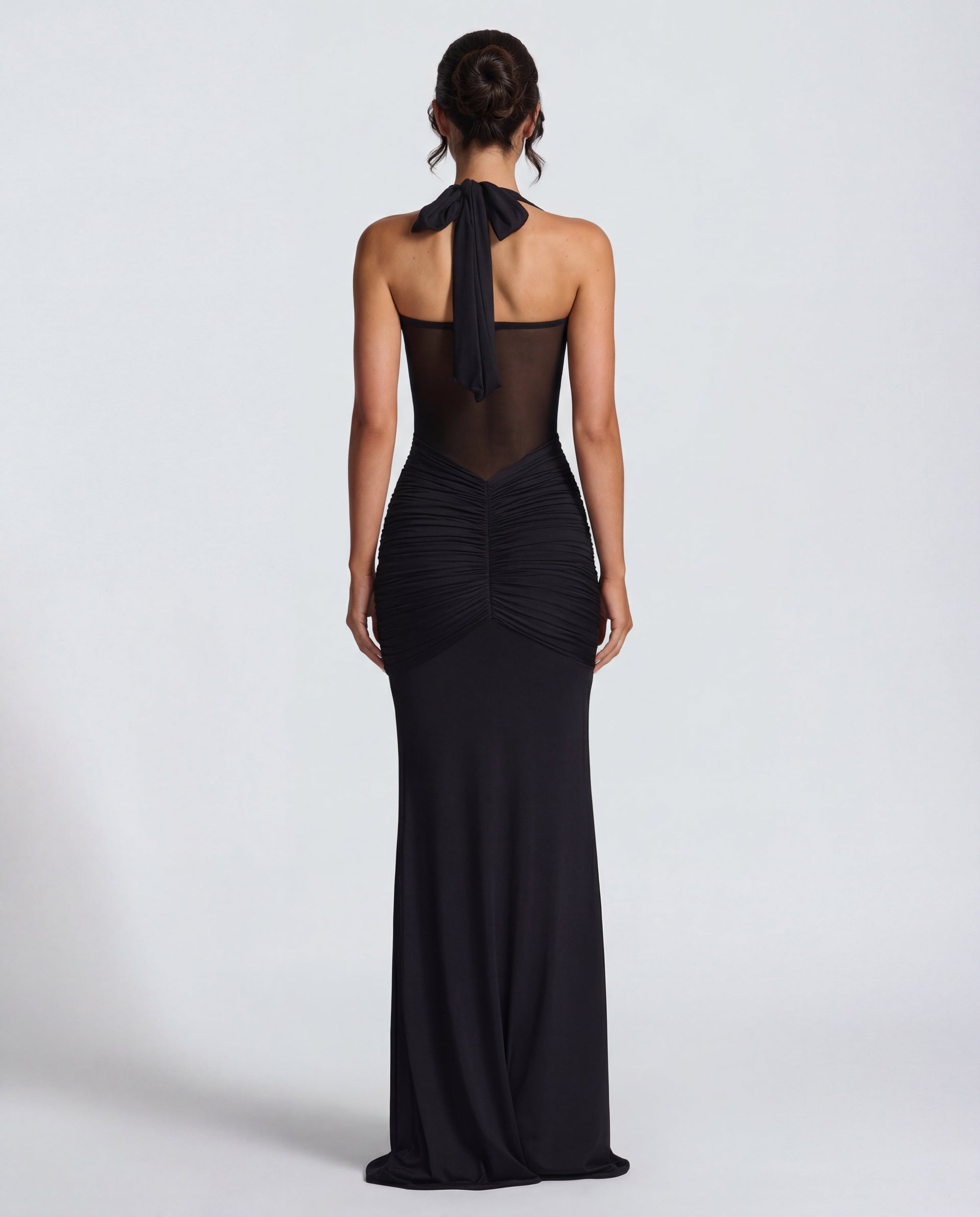 Rosabella |  Radiant Yellow Halter Neck Ruched Maxi Dress