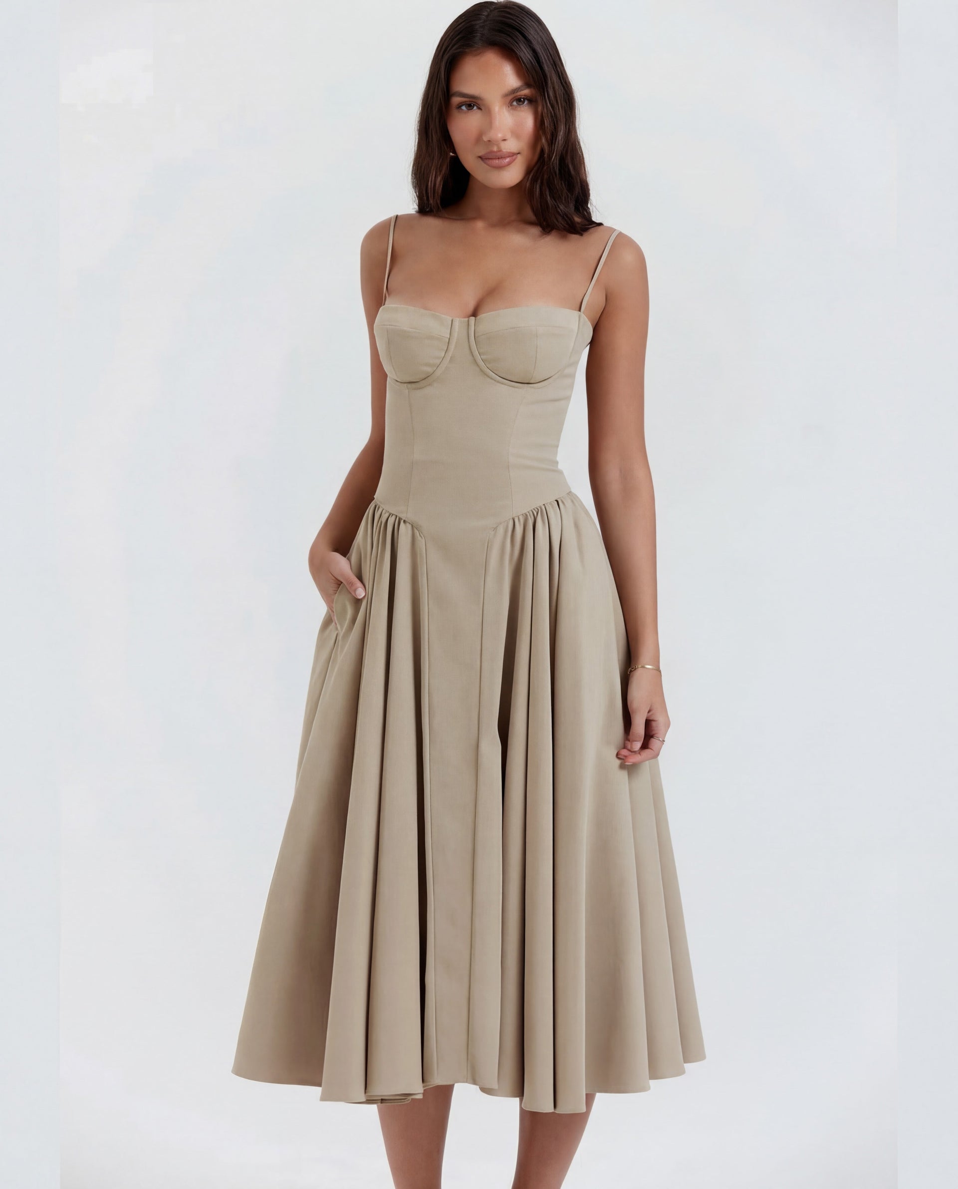 Amaria | Underwired Sweetheart Neckline Corset Midi Dress
