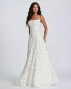 Sofia | Spaghetti Strap Straight Neckline Floral Lace Maxi Dress
