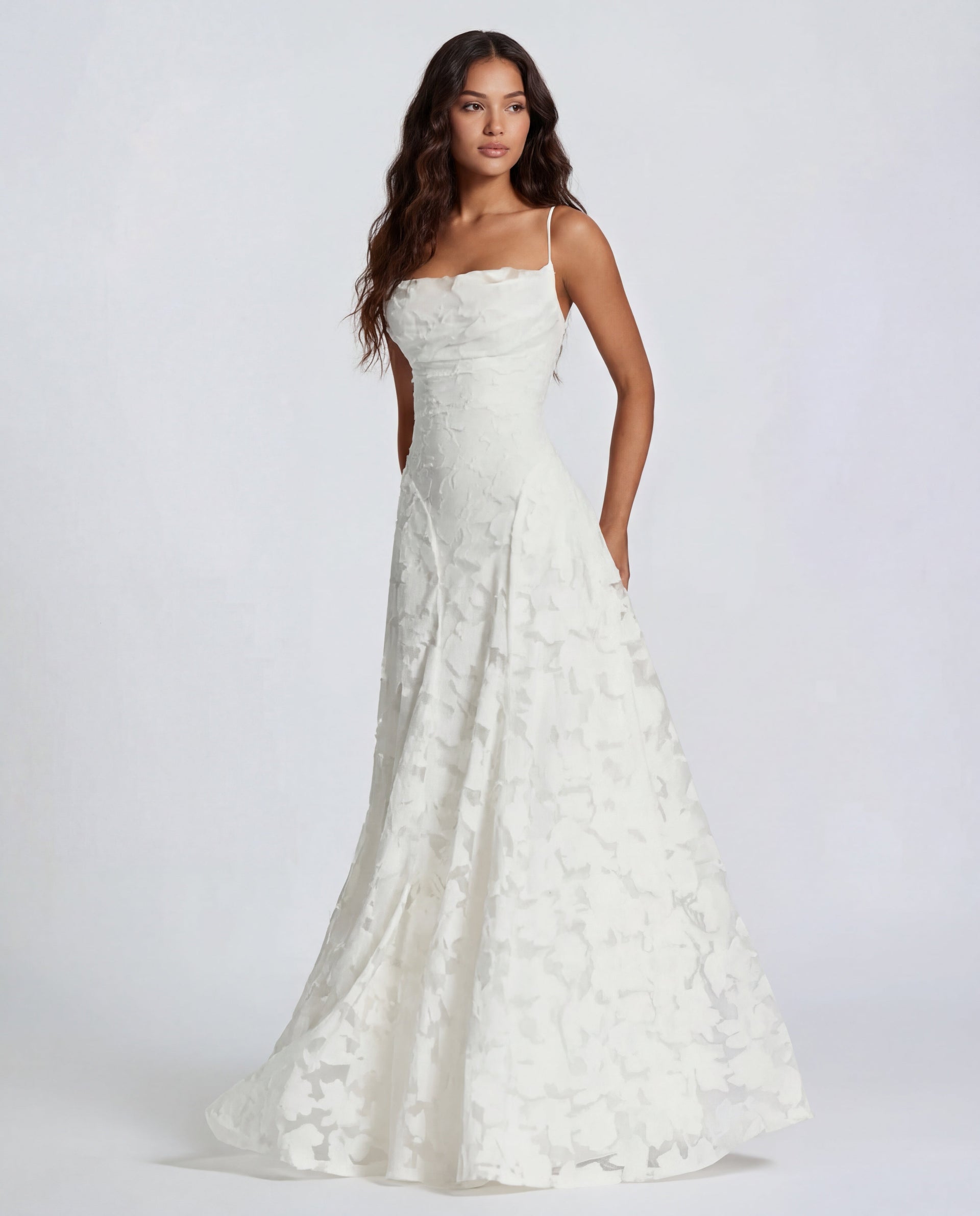 Sofia | Spaghetti Strap Straight Neckline Floral Lace Maxi Dress