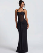 Valentina | Twisted Bust Sheer Mesh Maxi Dress