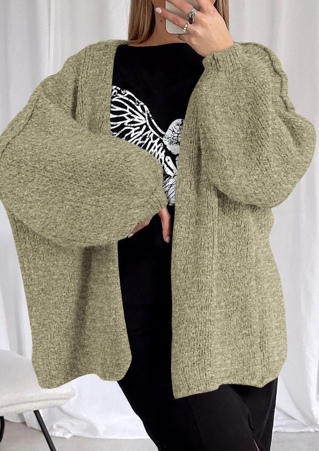 Womens Oversized Cardigan Sweaters Fall Long Lantern Sleeve Knit