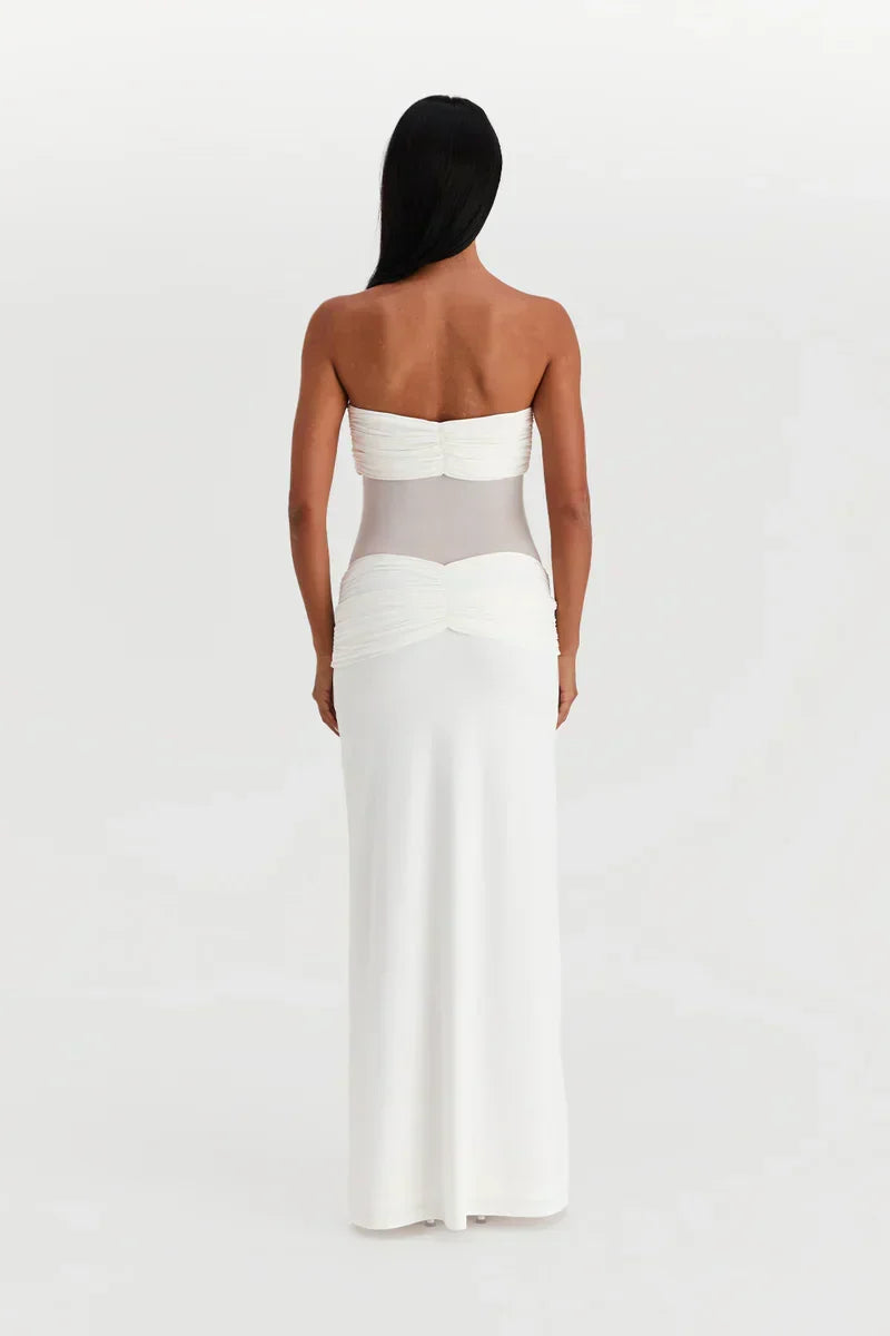 Eleina | Twist-Knot Mesh Panel Maxi Dress