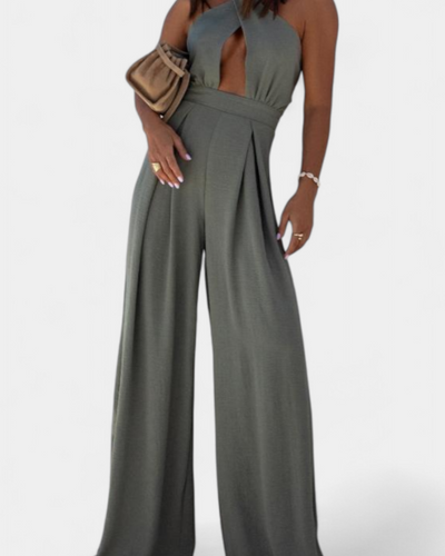 Jessica Mono Halter Cruzado sin Espalda y Pierna Ancha