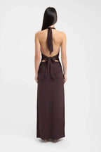 Ophelia | Open Back Ruched Plunging Maxi Dress