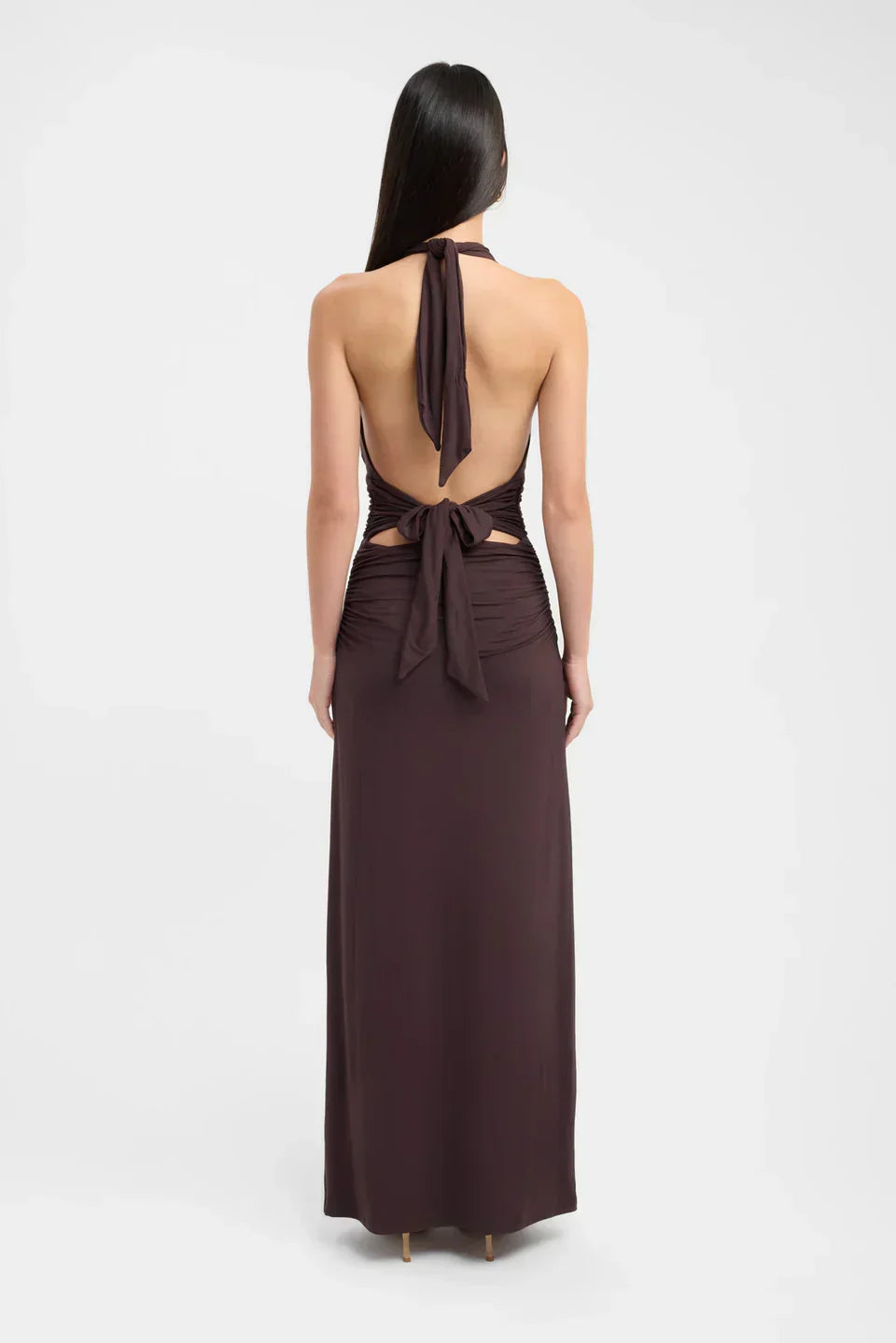 Ophelia | Open Back Ruched Plunging Maxi Dress
