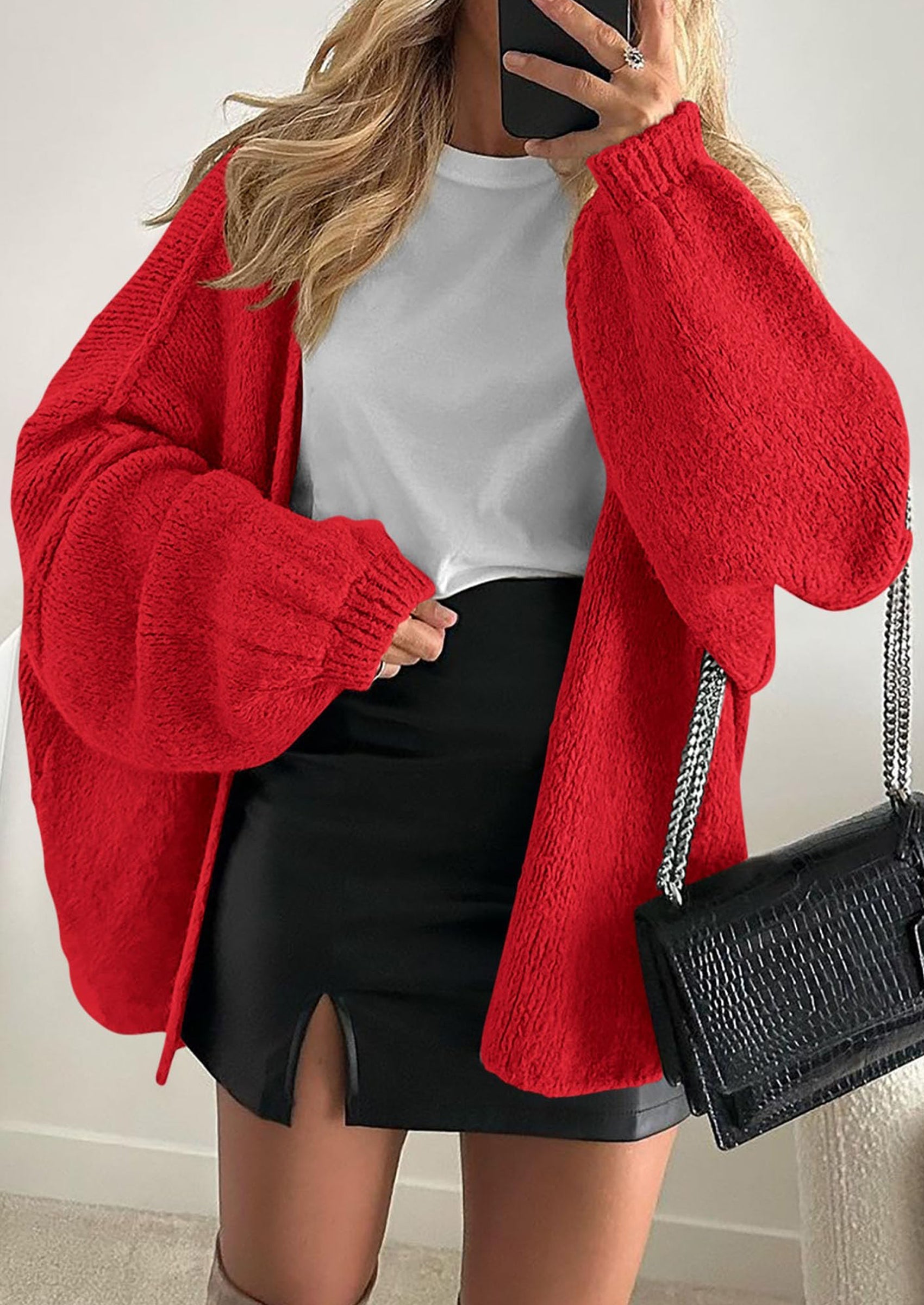 Womens Oversized Cardigan Sweaters Fall Long Lantern Sleeve Knit