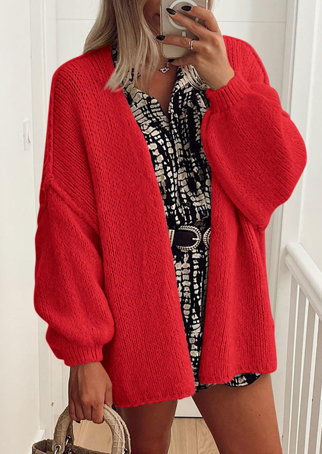 Womens Oversized Cardigan Sweaters Fall Long Lantern Sleeve Knit