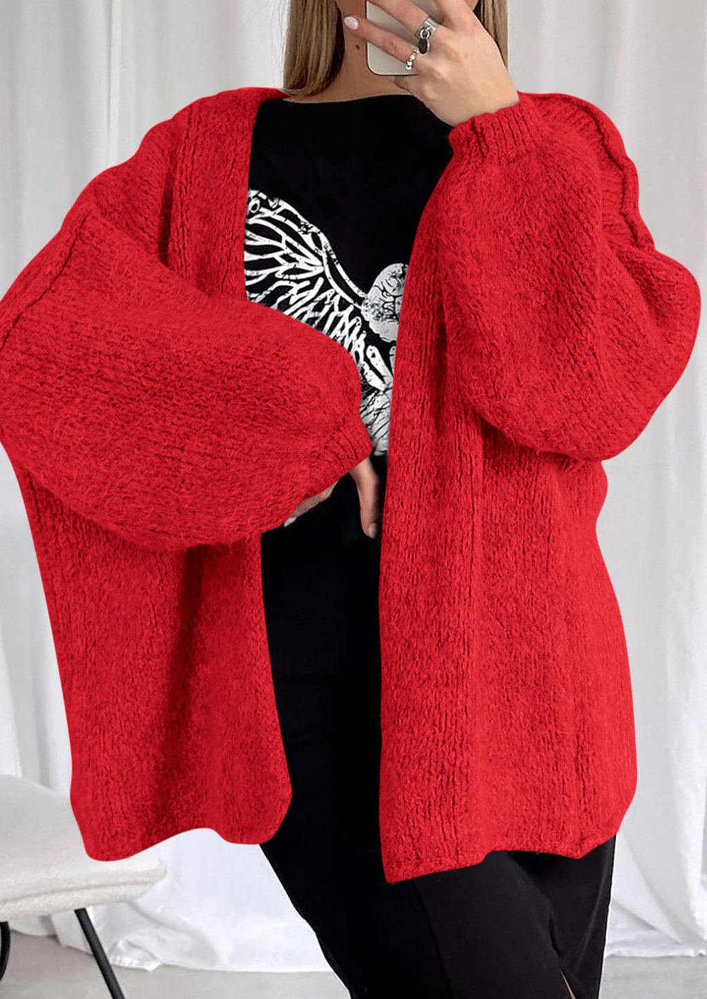 Womens Oversized Cardigan Sweaters Fall Long Lantern Sleeve Knit