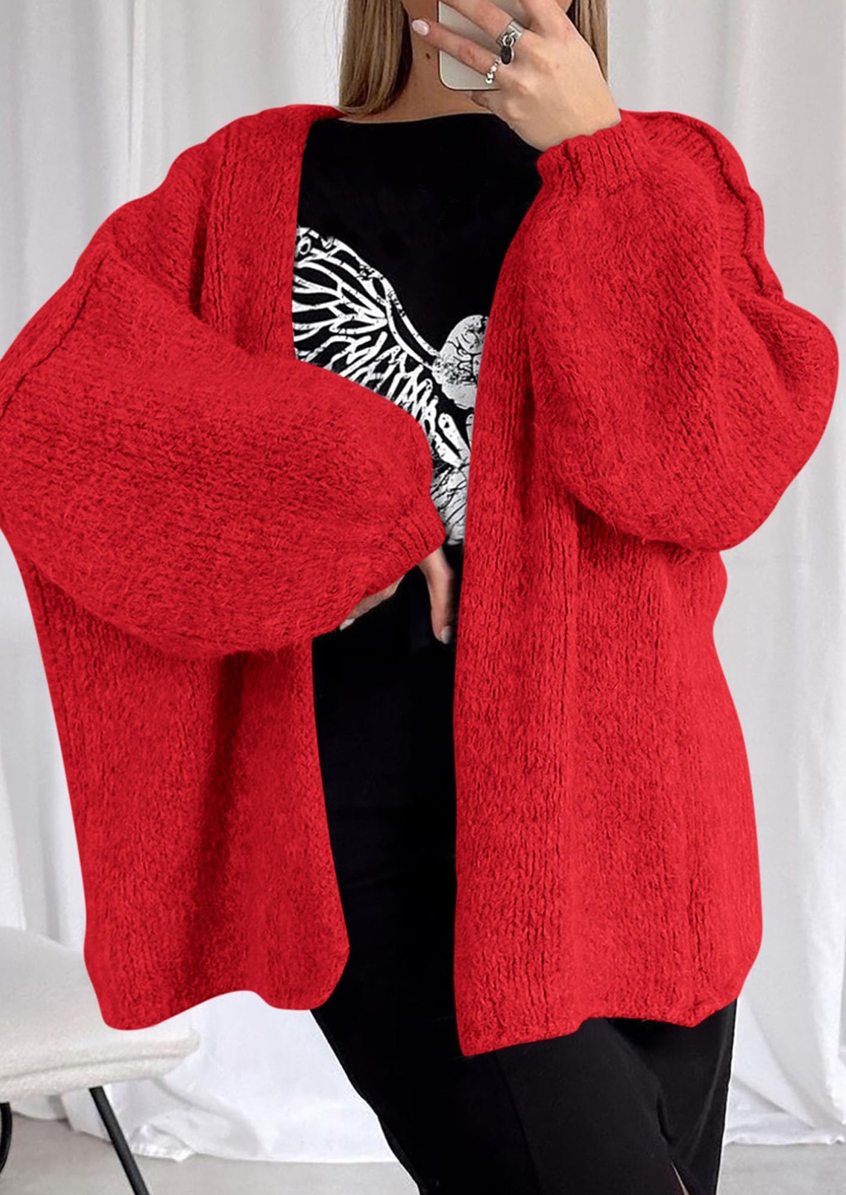 Womens Oversized Cardigan Sweaters Fall Long Lantern Sleeve Knit