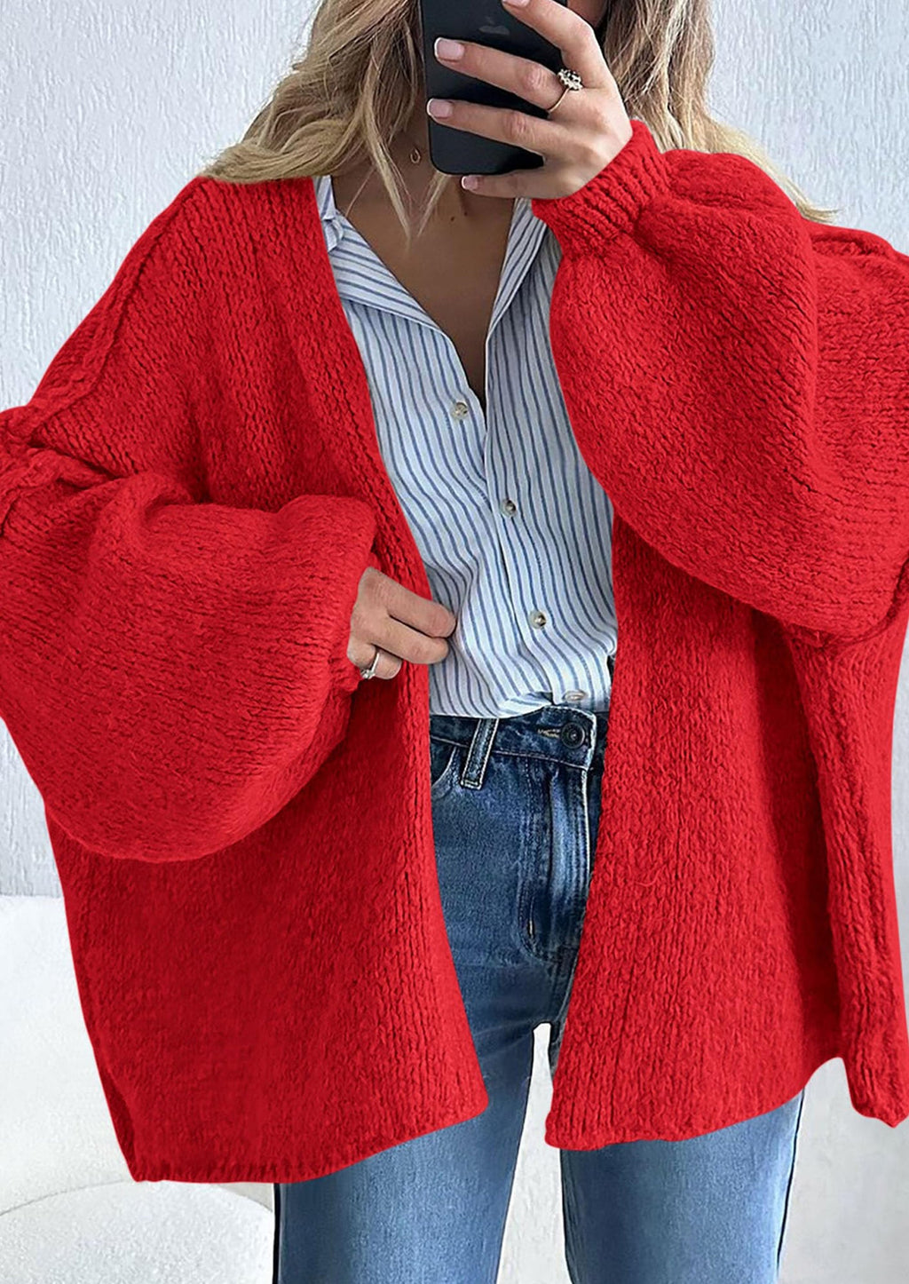 Womens Oversized Cardigan Sweaters Fall Long Lantern Sleeve Knit