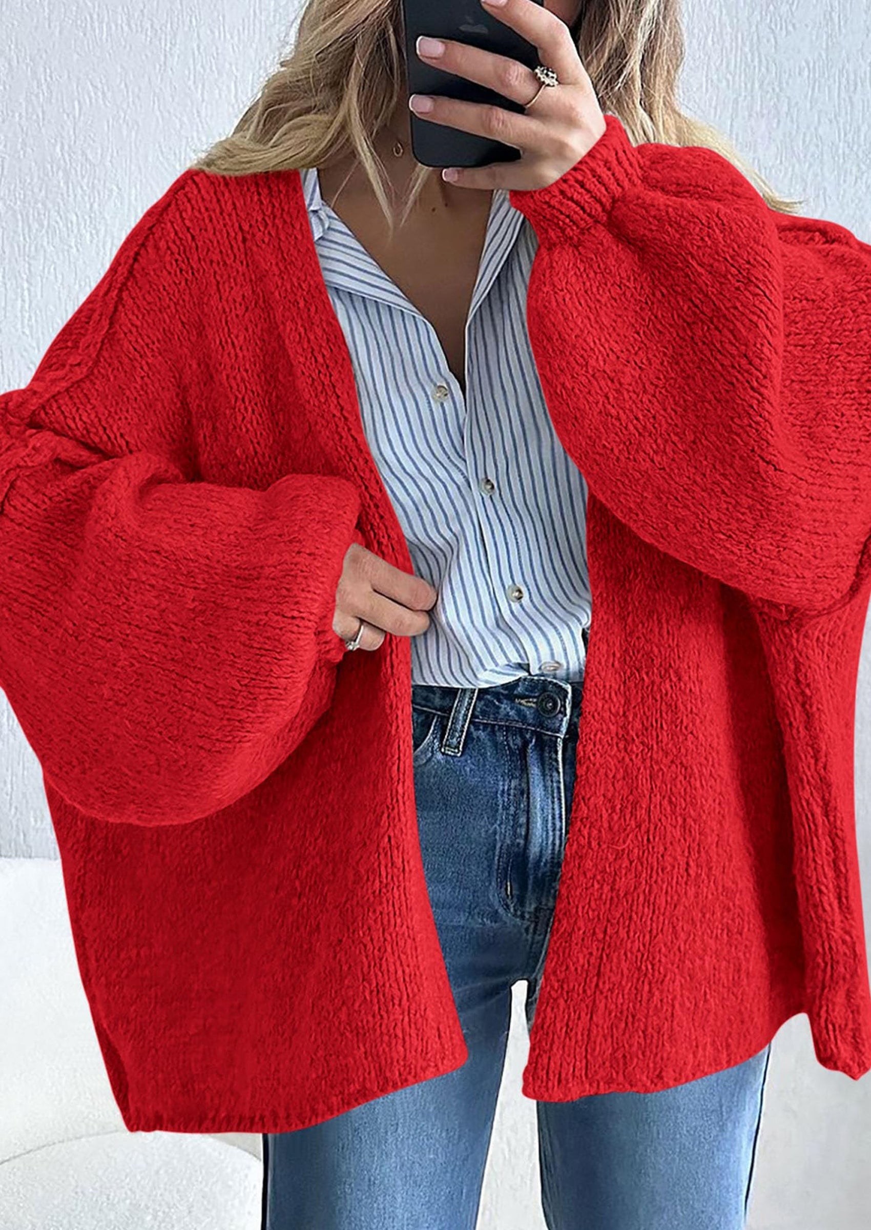 Womens Oversized Cardigan Sweaters Fall Long Lantern Sleeve Knit