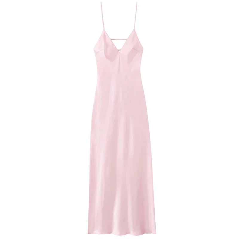 Lumière |Timeless Silk-Finish Lumière Luminous Slip Maxi Dress