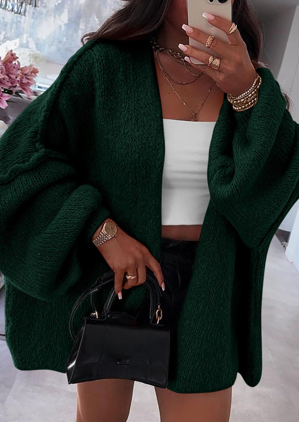 Womens Oversized Cardigan Sweaters Fall Long Lantern Sleeve Knit