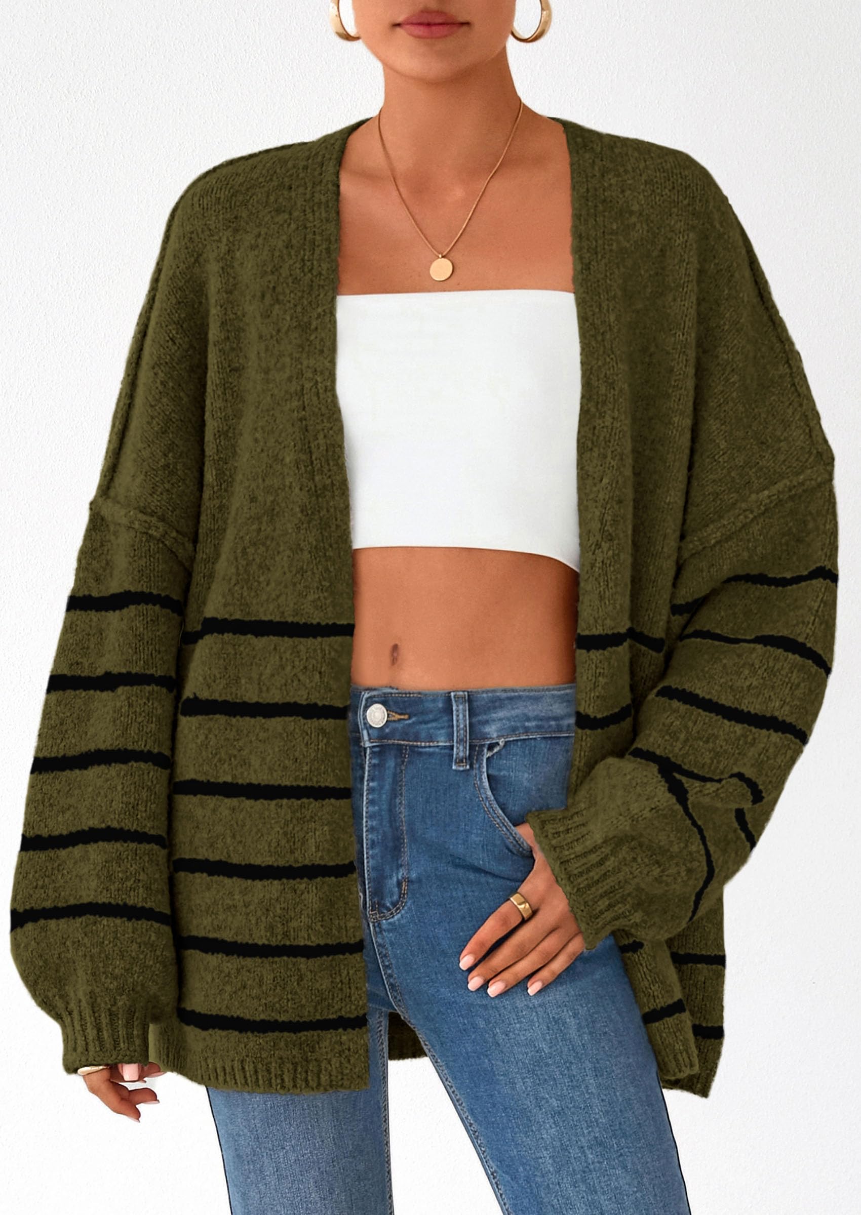 Womens Oversized Cardigan Sweaters Fall Long Lantern Sleeve Knit