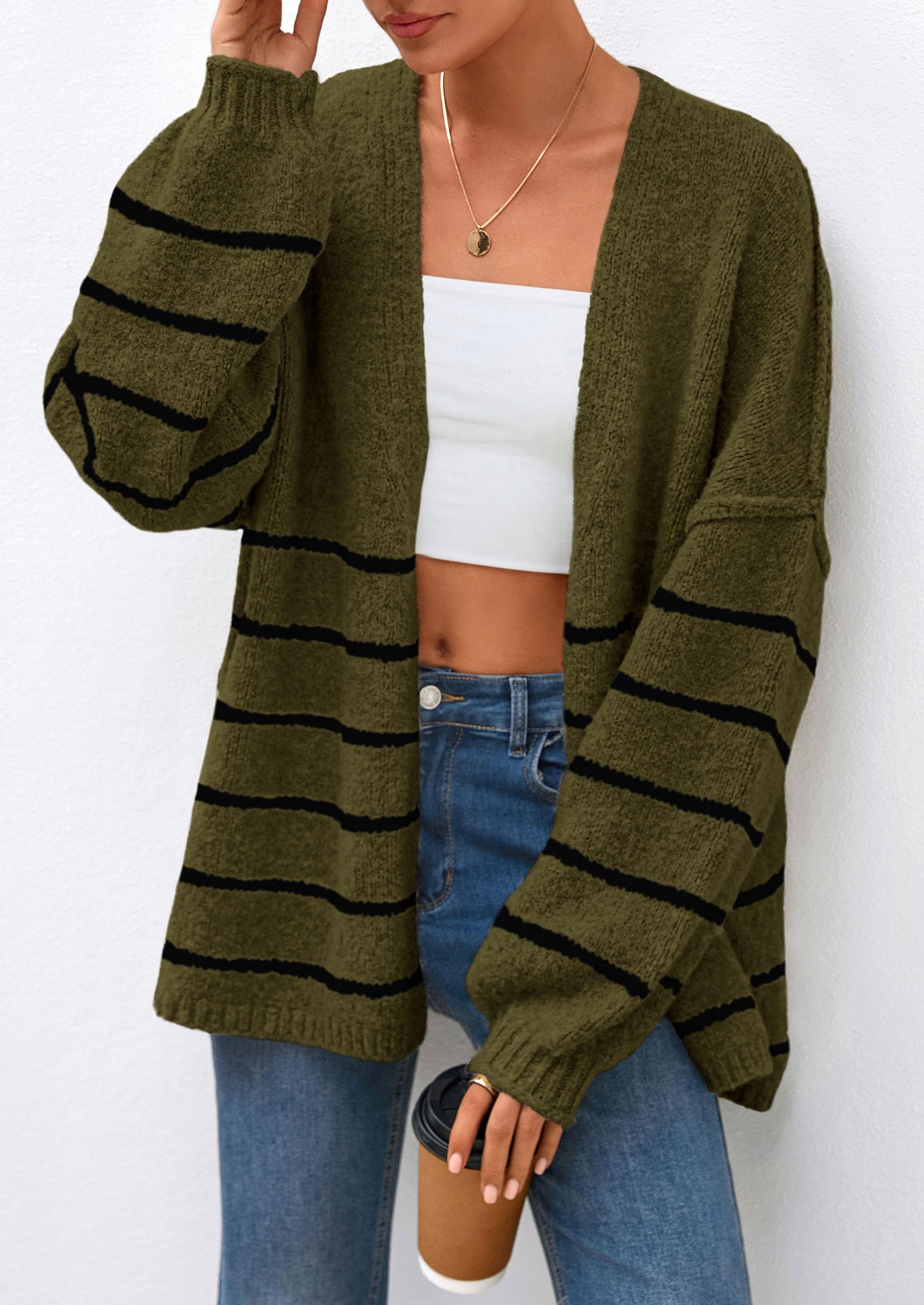 Womens Oversized Cardigan Sweaters Fall Long Lantern Sleeve Knit