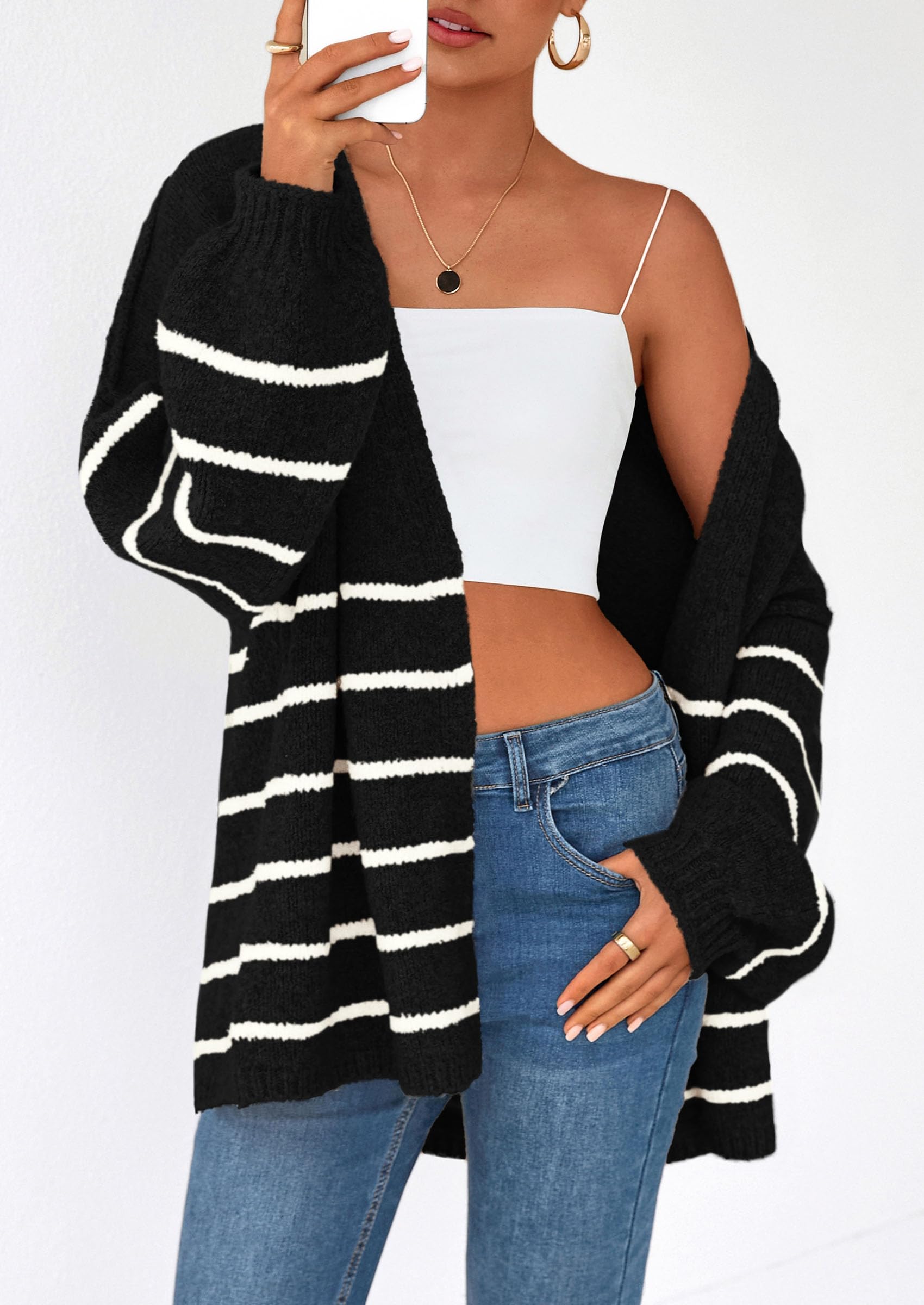 Womens Oversized Cardigan Sweaters Fall Long Lantern Sleeve Knit