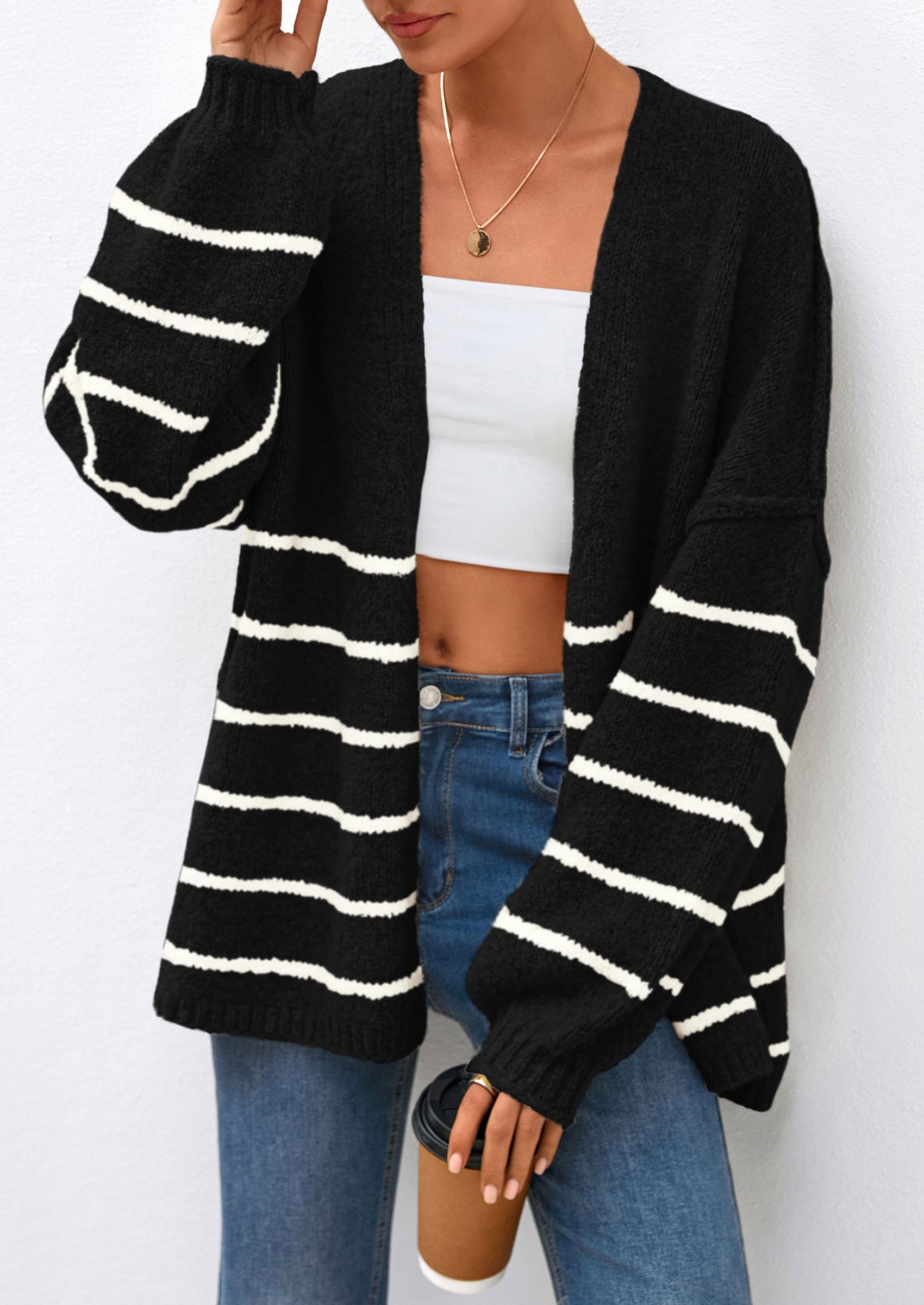 Womens Oversized Cardigan Sweaters Fall Long Lantern Sleeve Knit