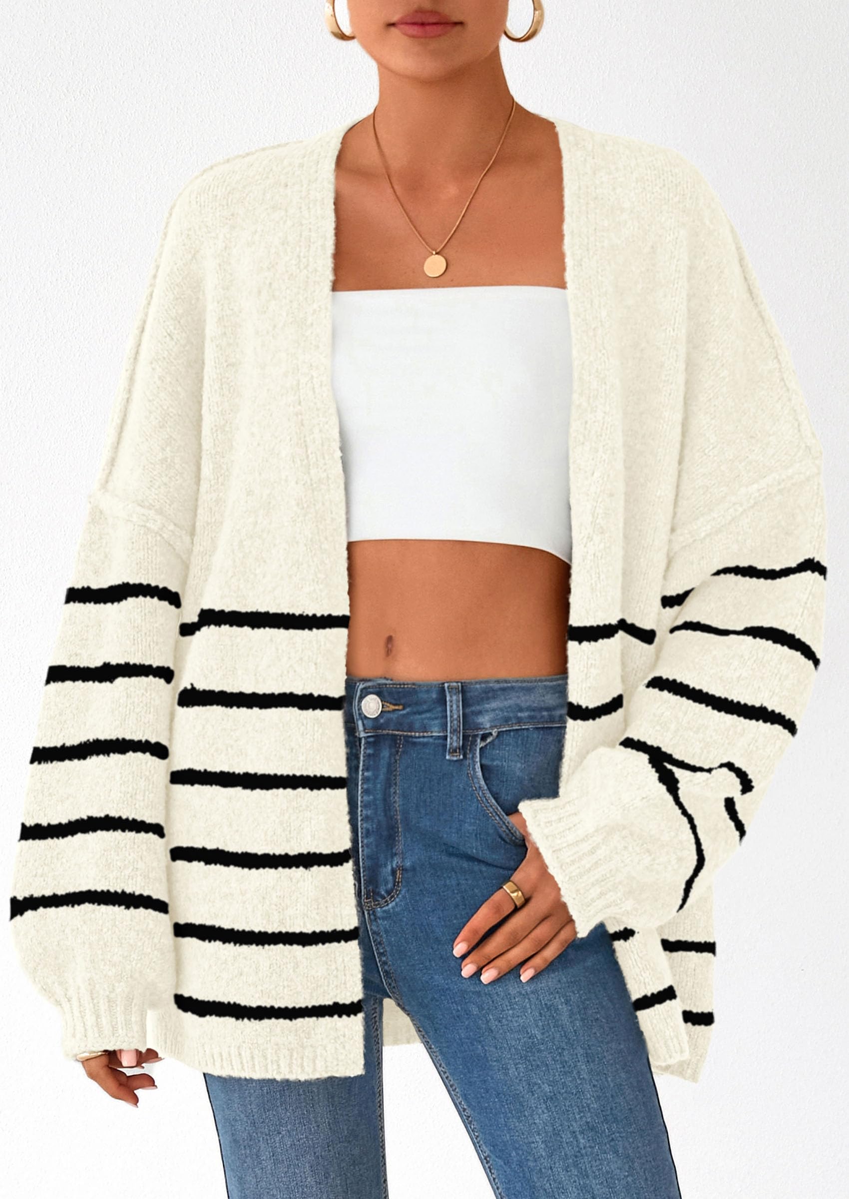 Womens Oversized Cardigan Sweaters Fall Long Lantern Sleeve Knit