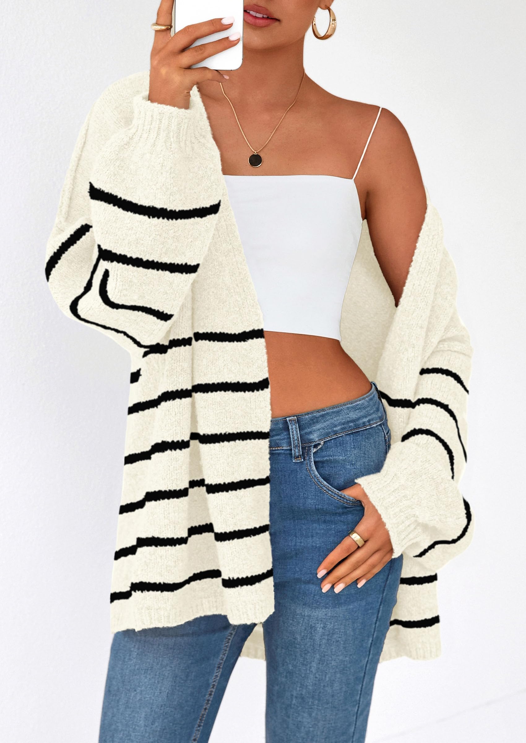 Womens Oversized Cardigan Sweaters Fall Long Lantern Sleeve Knit