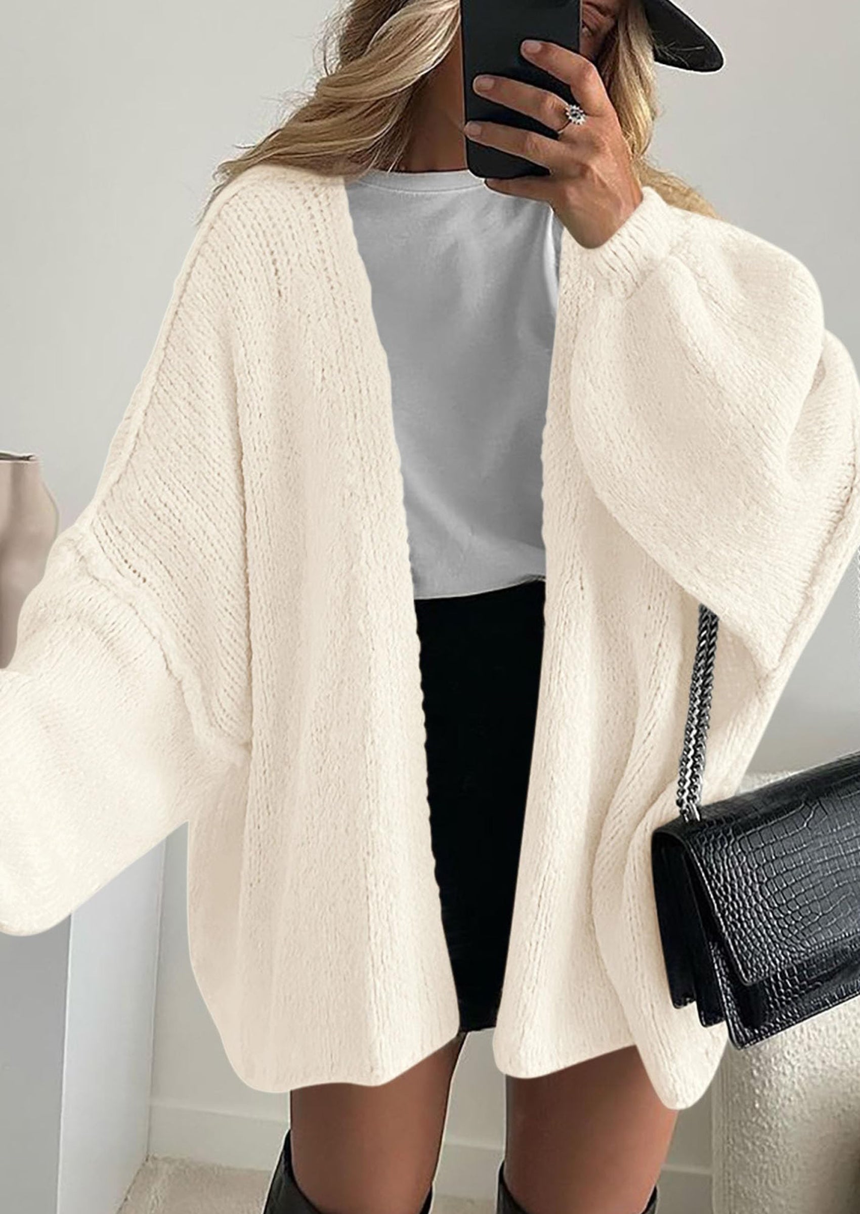 Womens Oversized Cardigan Sweaters Fall Long Lantern Sleeve Knit