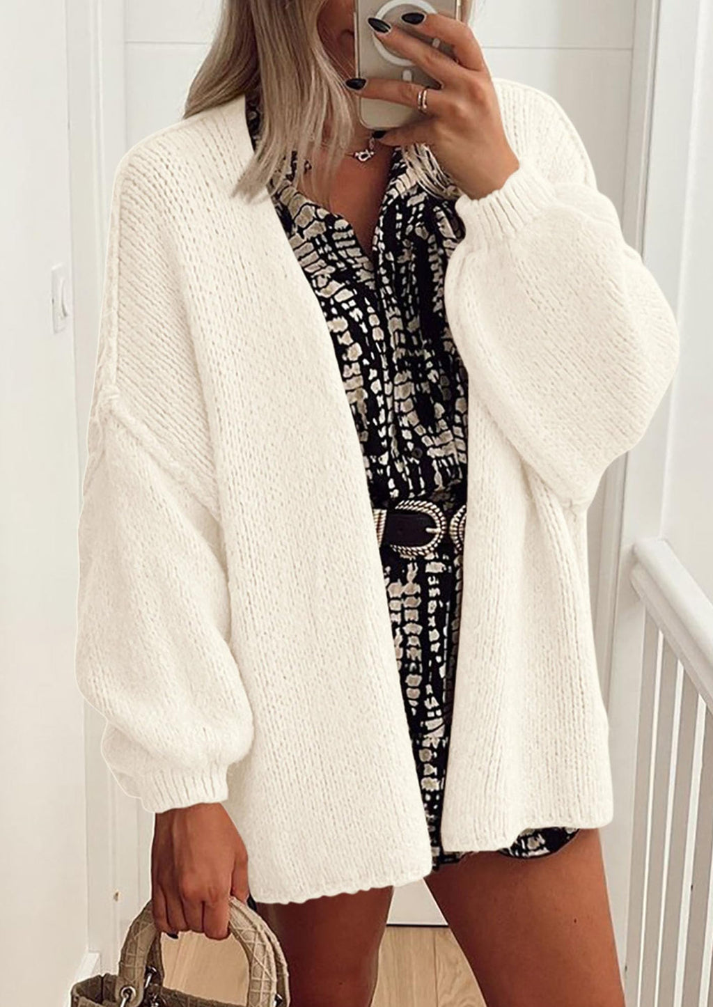Womens Oversized Cardigan Sweaters Fall Long Lantern Sleeve Knit