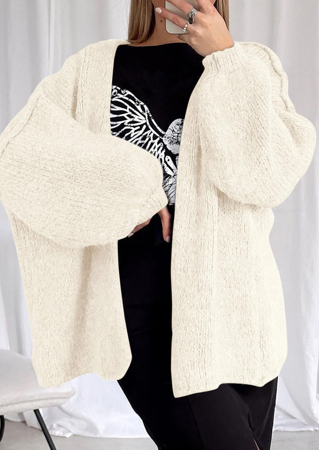 Womens Oversized Cardigan Sweaters Fall Long Lantern Sleeve Knit