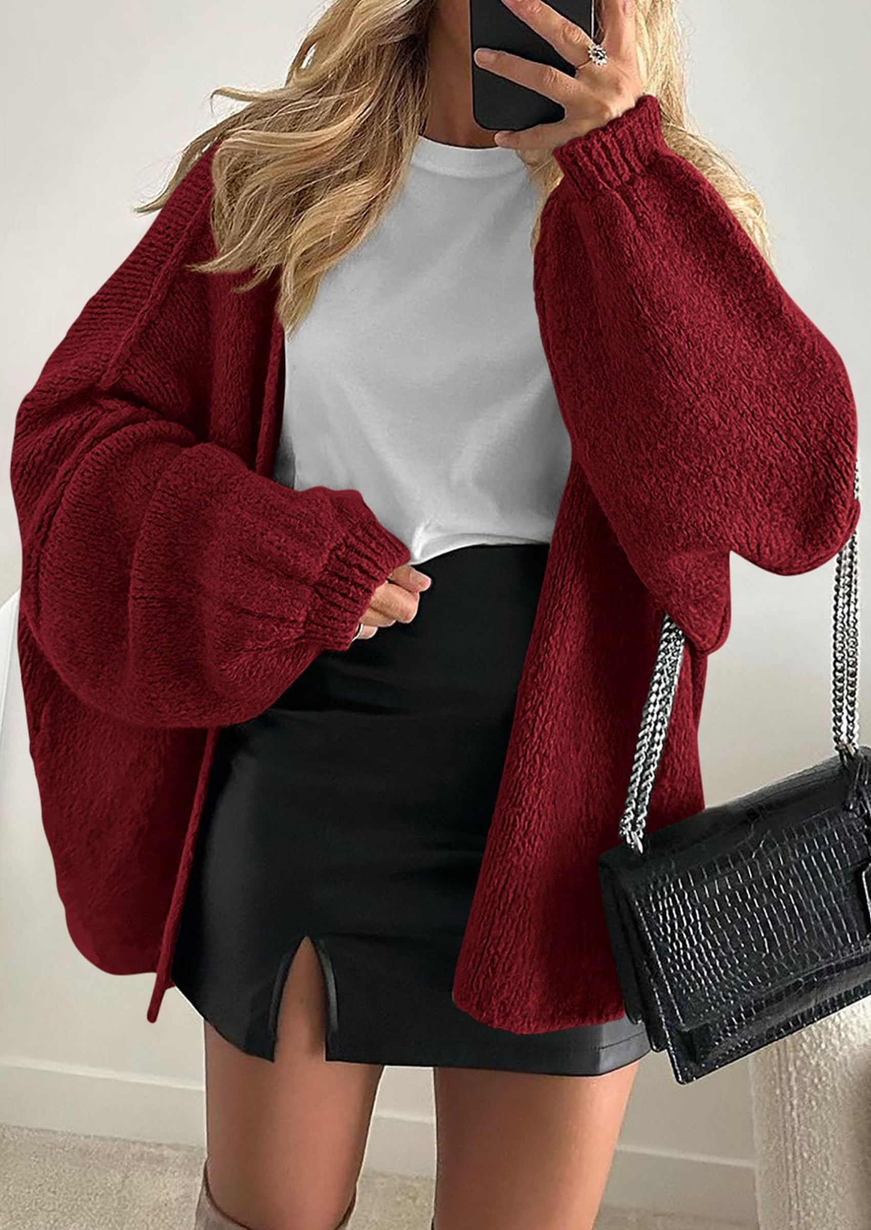 Womens Oversized Cardigan Sweaters Fall Long Lantern Sleeve Knit