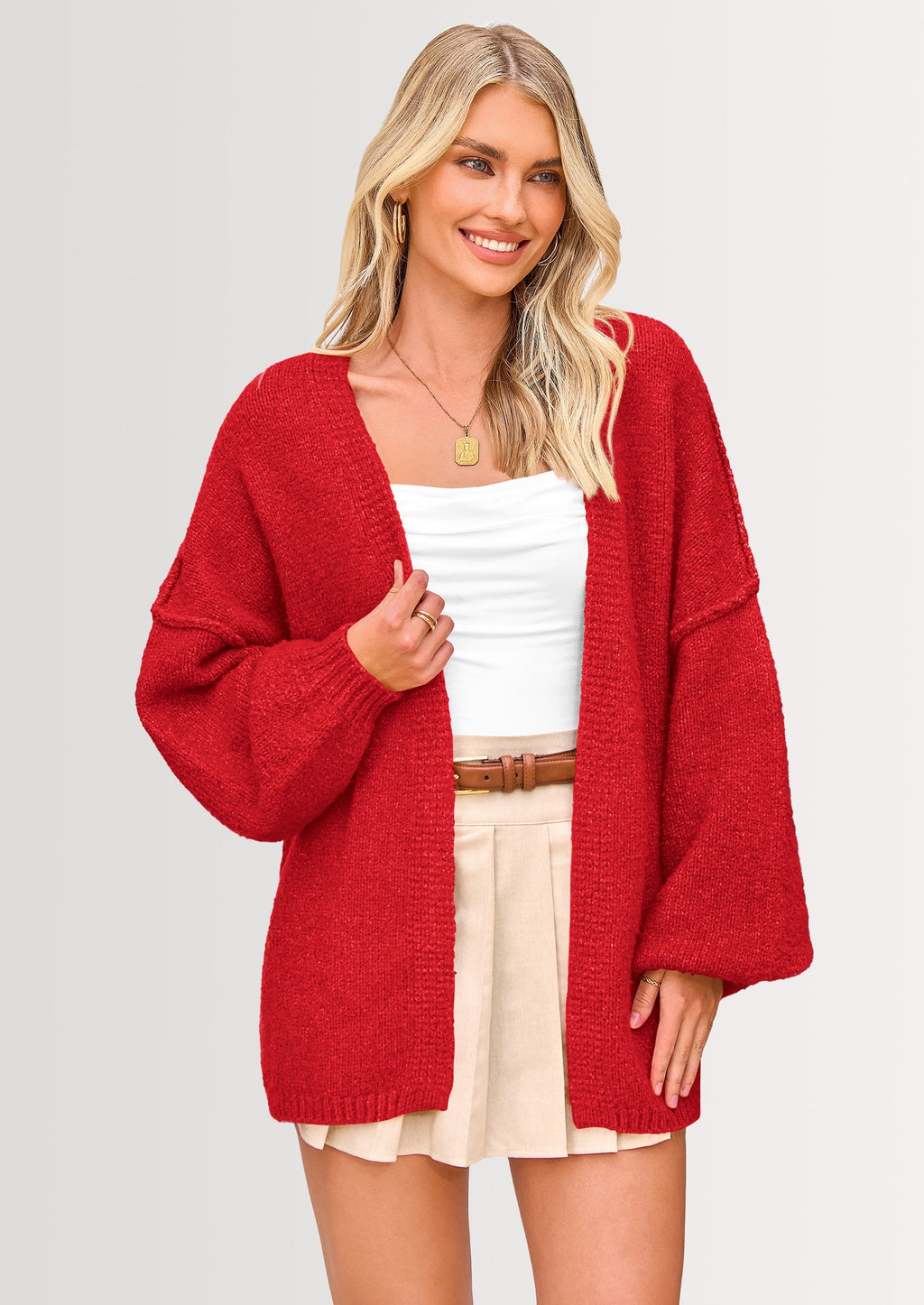 Womens Oversized Cardigan Sweaters Fall Long Lantern Sleeve Knit