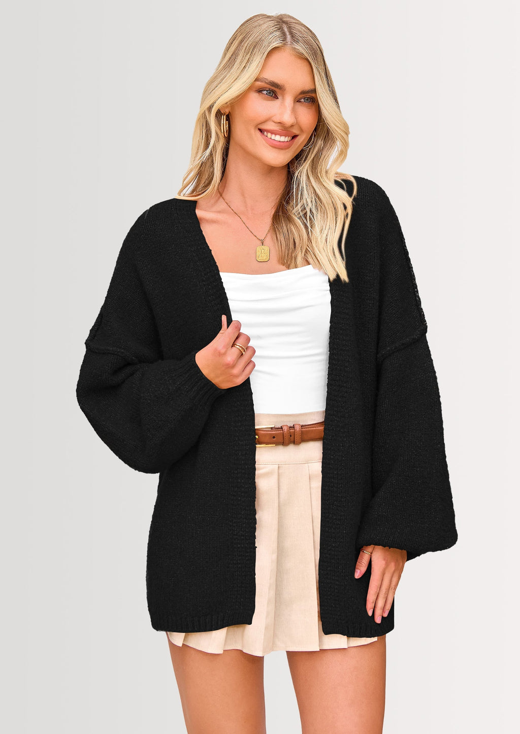 Womens Oversized Cardigan Sweaters Fall Long Lantern Sleeve Knit
