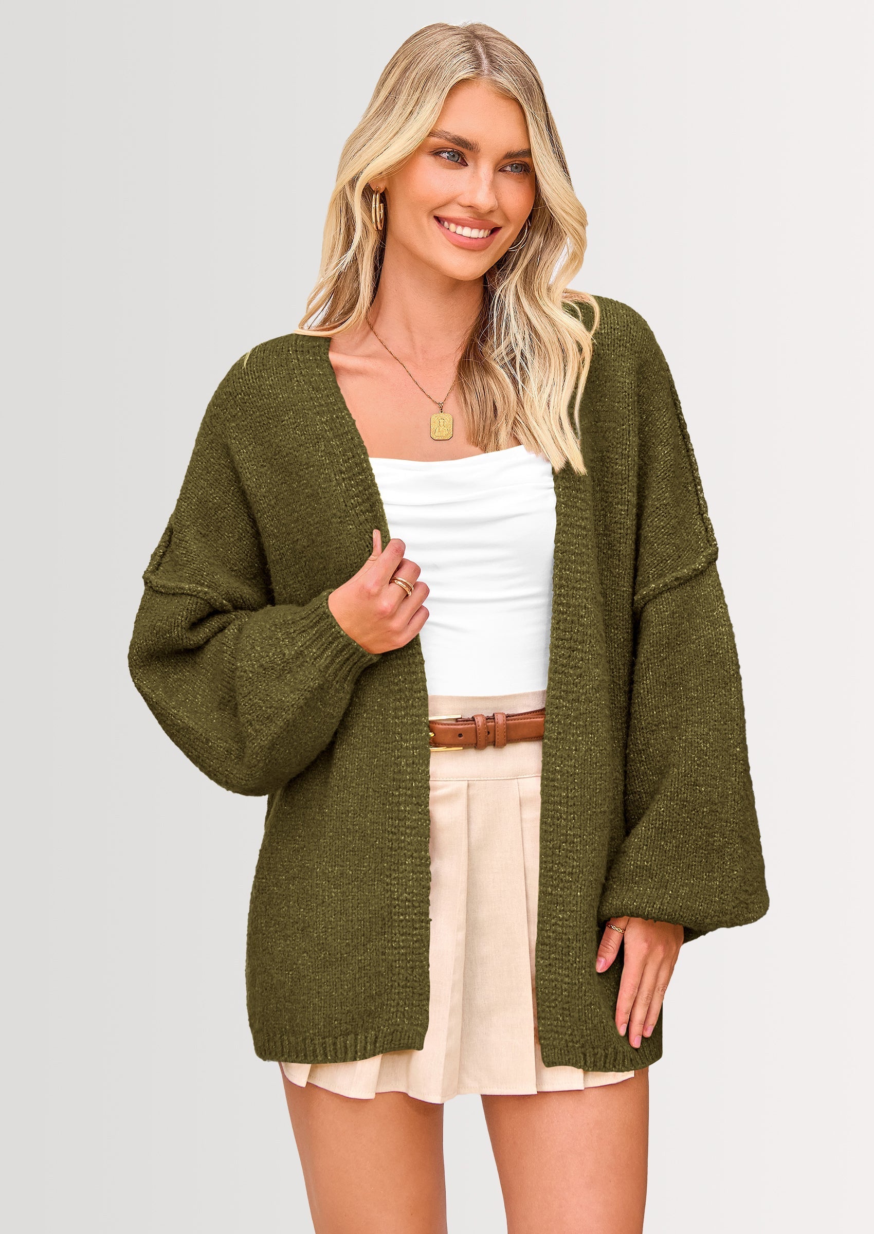 Womens Oversized Cardigan Sweaters Fall Long Lantern Sleeve Knit