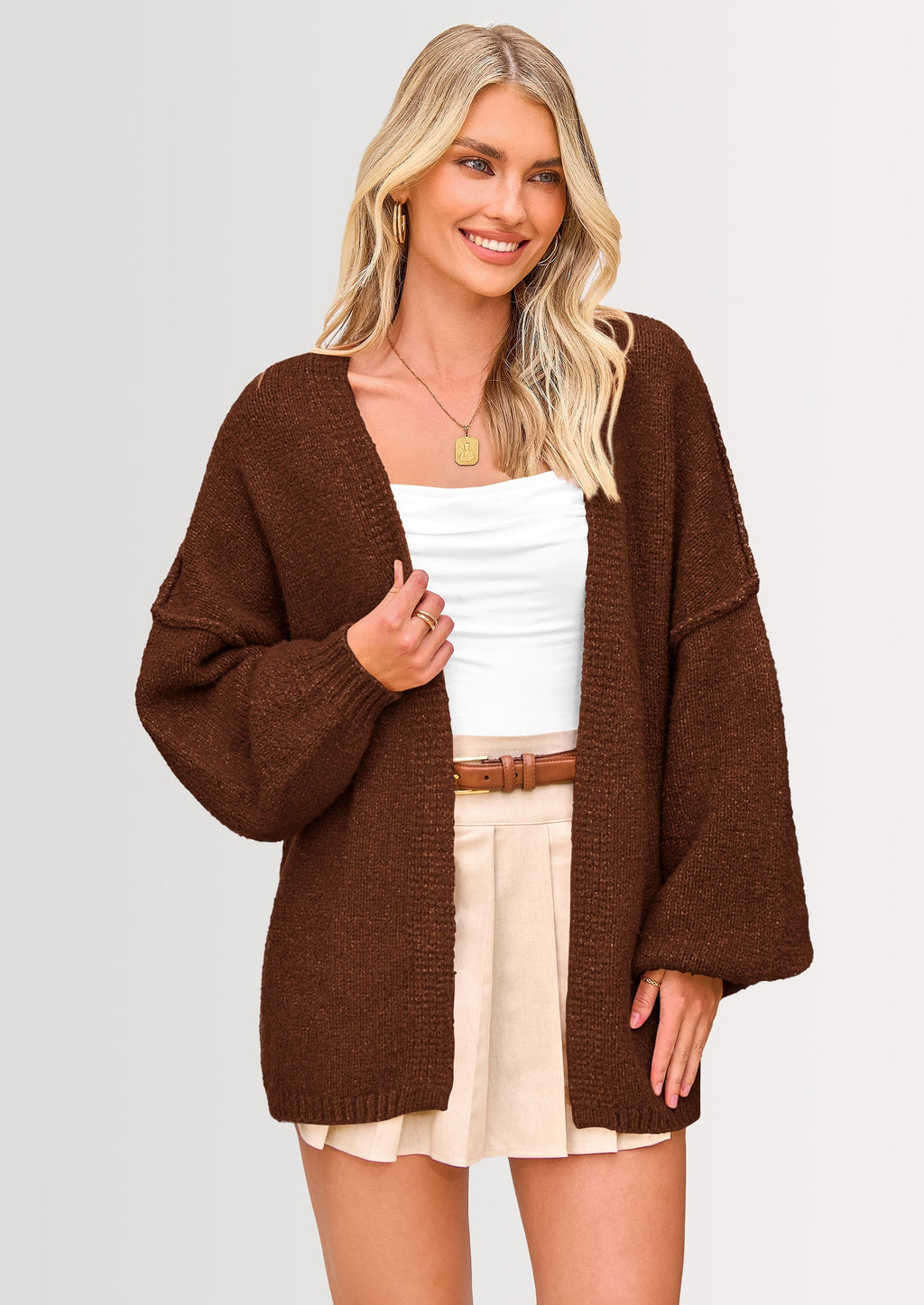 Womens Oversized Cardigan Sweaters Fall Long Lantern Sleeve Knit
