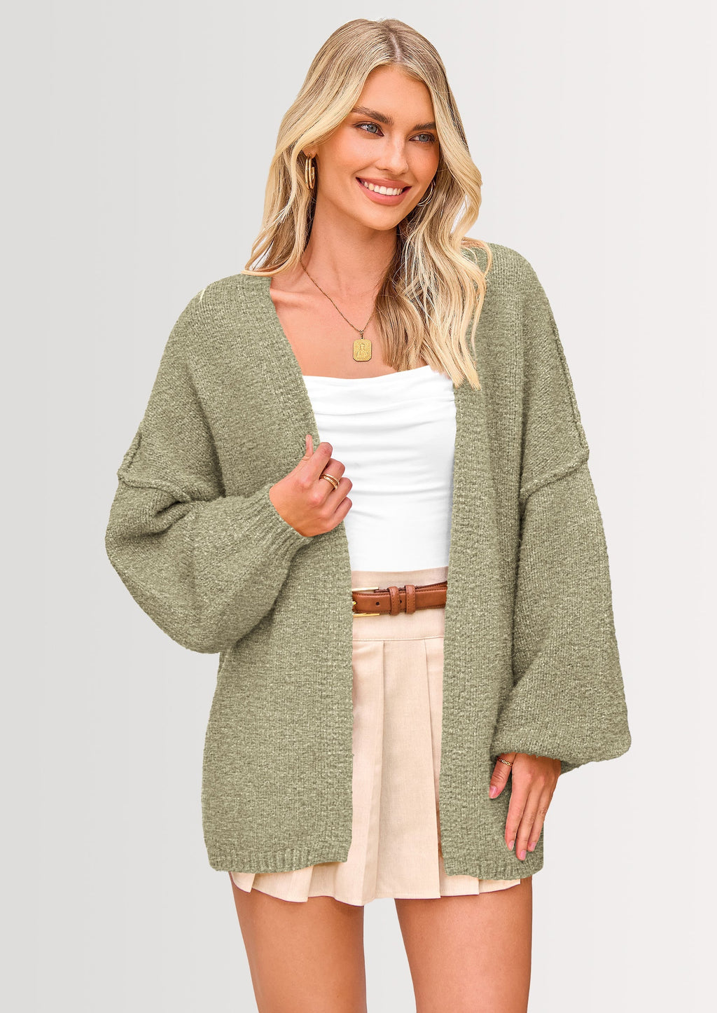 Womens Oversized Cardigan Sweaters Fall Long Lantern Sleeve Knit