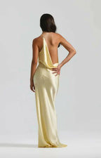 Lilly | Cowl Neck Open Back Satin Maxi Dress