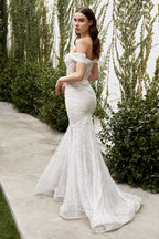 Jolie | Mermaid Silhouette Lace Embroidered Off-Shoulder Maxi Dress