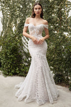 Jolie | Mermaid Silhouette Lace Embroidered Off-Shoulder Maxi Dress
