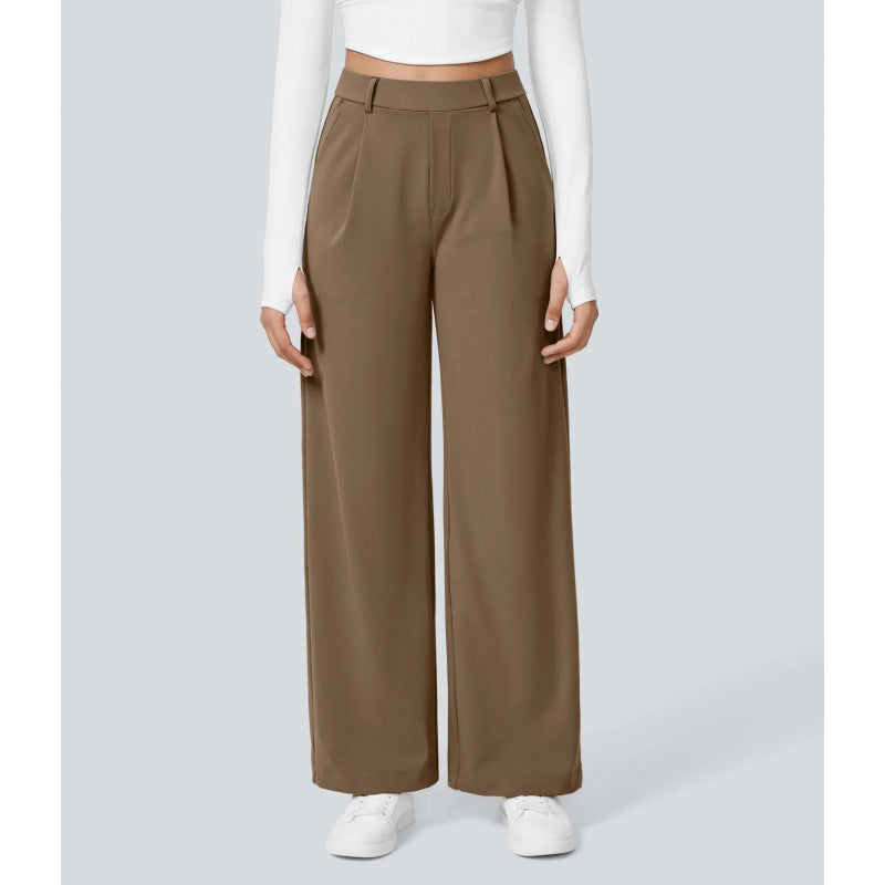 DayStretch pantalones de cintura alta para la oficina de pernera recta con bolsillos