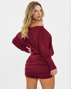 Jaimey | Draped Top Ruched Fitted Skirt Mini Dress