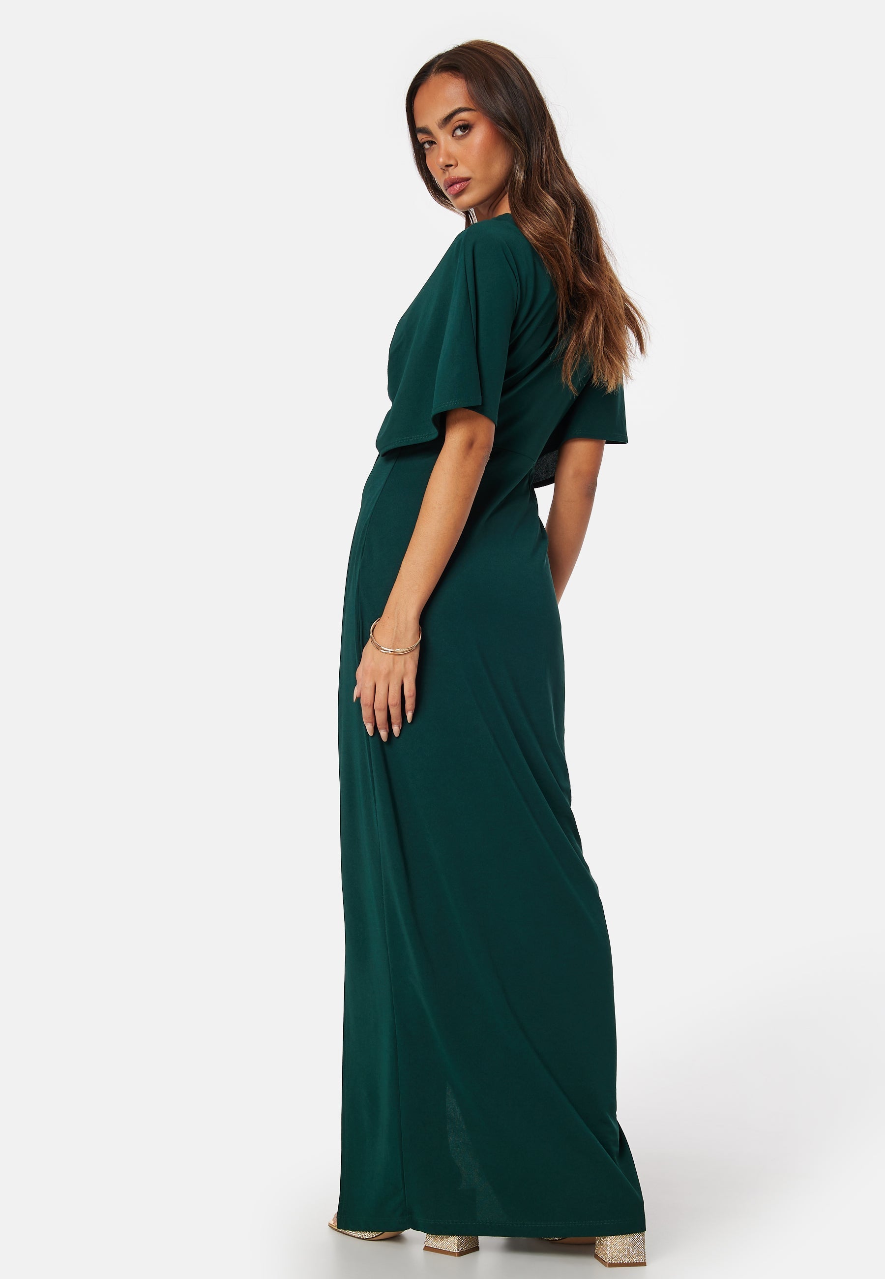 Lana | Dark Green Wrap-Style Maxi Dress