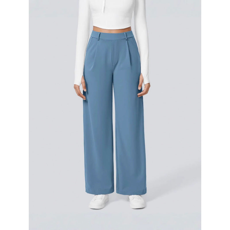 DayStretch pantalones de cintura alta para la oficina de pernera recta con bolsillos