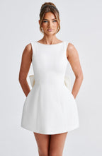 Kel | Sleeveless Pearl-Neckline Sculpted Mini Dress