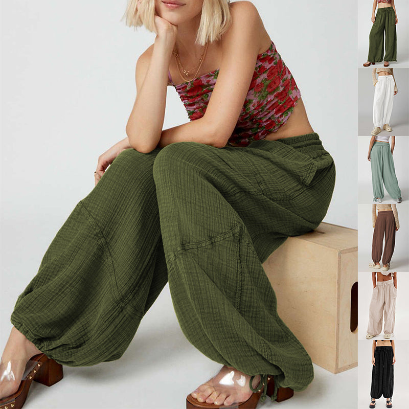 Pantalón Palazzo de Pierna Ancha para Dama · Tiro Alto con Agujeta Ajustable