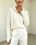 Womens Long-sleeve Pullover Top With A Half-zip