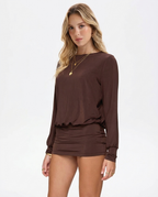 Noa | Long Sleeve Open Back Mini Dress