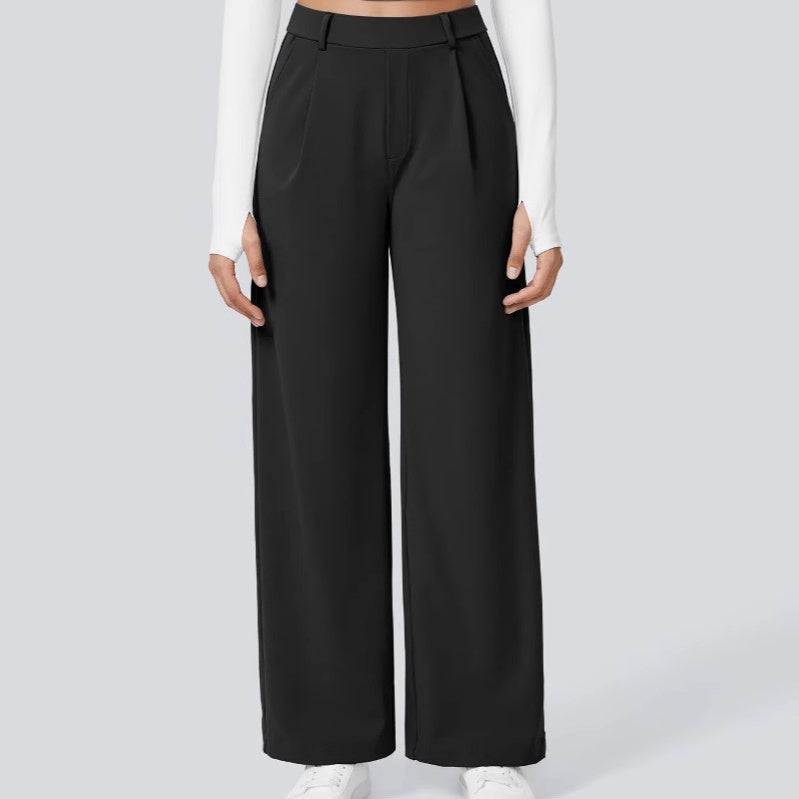 DayStretch pantalones de cintura alta para la oficina de pernera recta con bolsillos