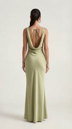 Nora | Elegant Backless Sophisticated Satin Halter Maxi Dress