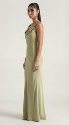 Nora | Elegant Backless Sophisticated Satin Halter Maxi Dress