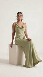 Nora | Elegant Backless Sophisticated Satin Halter Maxi Dress