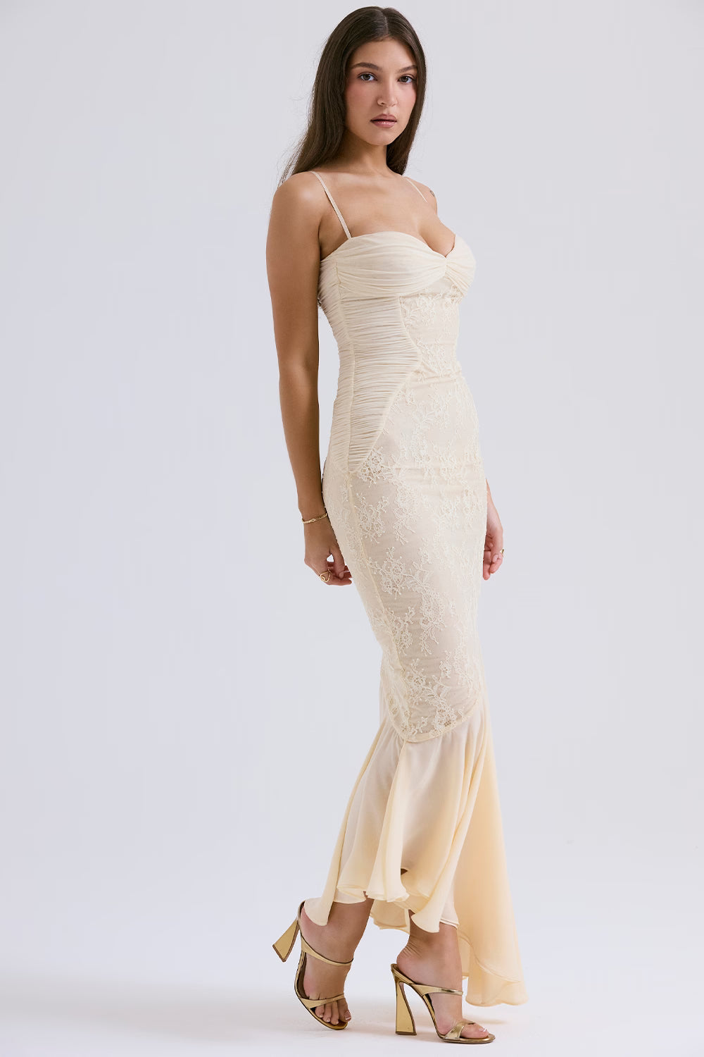 Suzie | Ethereal Vanilla White Fluid Draped Maxi Dress